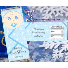 Winter Wonderland Baby Shower candy bar wrappers blue,(4) Winter Wonderland Baby Shower candy bar wrappers blue,(4)